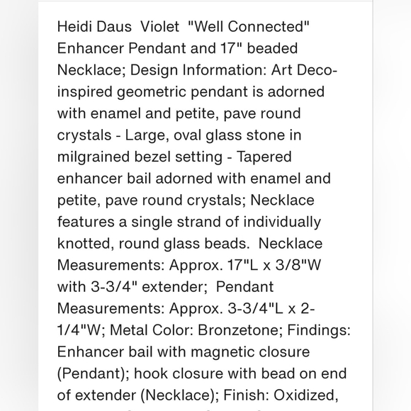 Heidi Daus Well connected beaded/enamel necklace, crystal enhancer pendant new! - Picture 16 of 16